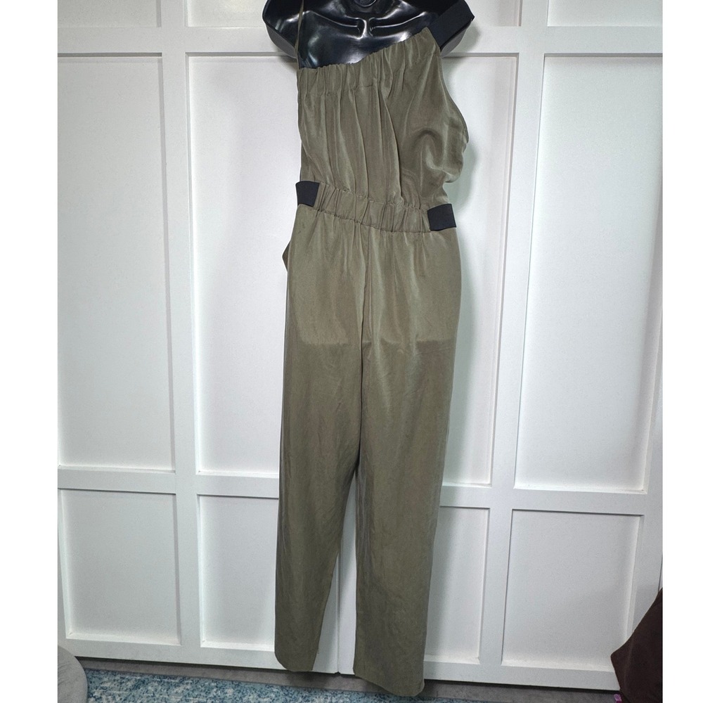 Maeve Anthropologie Verano Olive‎ One Shoulder Jumpsuit Cropped Women's Size 10 - Picture 3 of 9